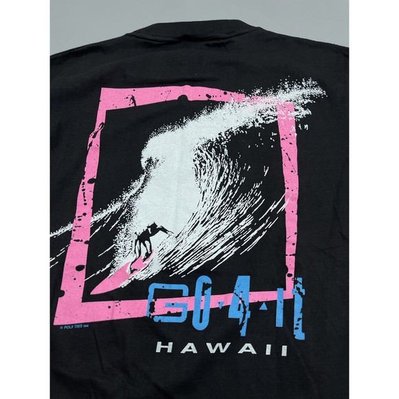 Vintage Go 4 It Hawaii Big Wave Surfer by Poly Tees T-Shirt Large Single Stitch - Picture 2 of 12